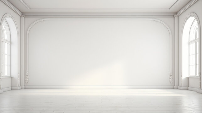 Naklejki Interior of a minimal empty classic white room. Generative AI