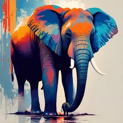 Foto op Aluminium adult elephant drawn using WPAP art style, pop art © HENI