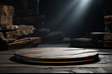 empty platform for showcasing a product, digital mockup, stage for displaying products