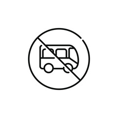 No bus line icon sign symbol isolated on white background. No vehicles allowed line icon