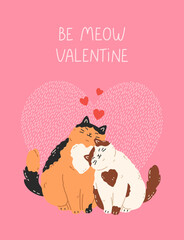 Valentine's Day and Love greeting card with cute cats.