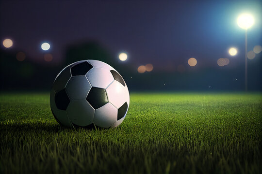 soccer on grass and stadium.
