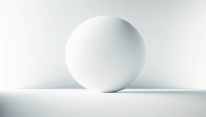 白い空間の真っ白なスペースにある白い球体