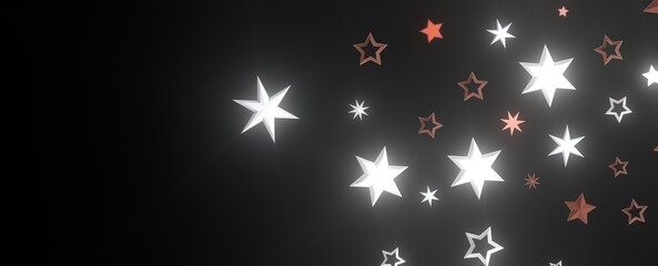 Twinkling Christmas Descent: Striking 3D Illustration Showcasing Falling Festive Twinkling Stars