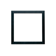 close up on black wood frame in square shape isolated on transparent background for png design concept