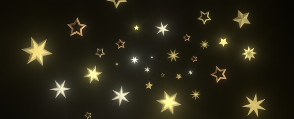 XMAS stars background, sparkle lights confetti falling. magic shining Flying christmas stars on night