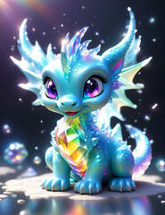 blue baby crystal dragon