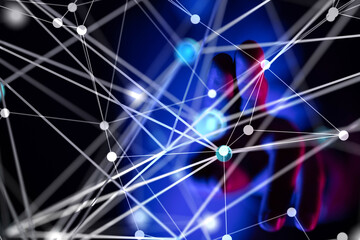 Global network. Blockchain. 3D illustration. Neural networks and artificial intelligence. Abstract