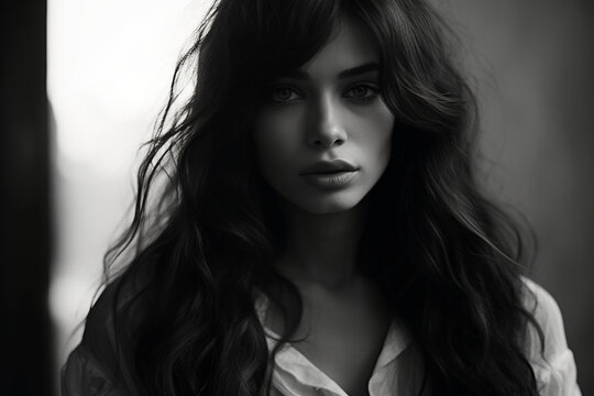 Portrait of Beautiful Woman, Black and White