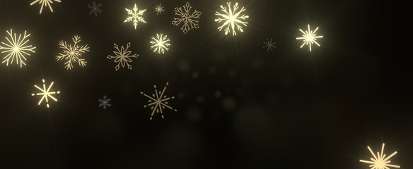 Falling snow at night. Bokeh lights