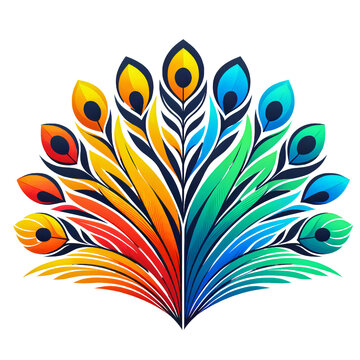 colorful simplified peacock symbol logo design concept