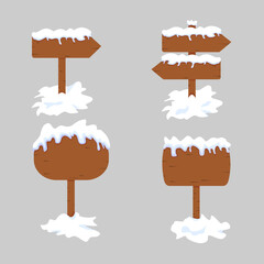 Illustration vector graphic set of wooden board sign covered by snow