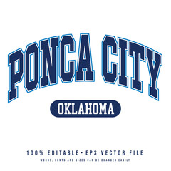 Ponca City text effect vector. Editable college t-shirt design printable text effect vector	