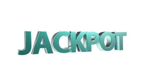 Jackpot plakative türkise metallische 3D-Schrift, Glück, Gewinn, Lotterie, Glücksspiel, Preisgeld, Siegesprämie, Freisteller