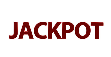 Jackpot plakative rot meetallische 3D-Schrift, Glück, Gewinn, Lotterie, Glücksspiel, Preisgeld, Siegesprämie, Freisteller