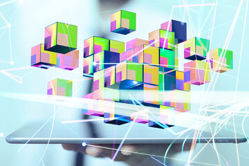 Big data and artificial intelligence concept. Machine learning and cyber mind domination