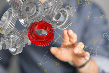 gear Futuristic in Industry 4.0 and business virtual diagram - connection