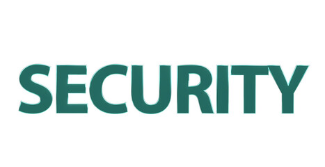 Security Sicherheit türkise plakative 3D-Schrift, Vertrauen, Schutz, Vorsorge, Gefahrenabwehr, Risikomanagement, Prävention, Sicherheitsmaßnahmen, Datenschutz,  Cybersecurity, Rendering, Freisteller
