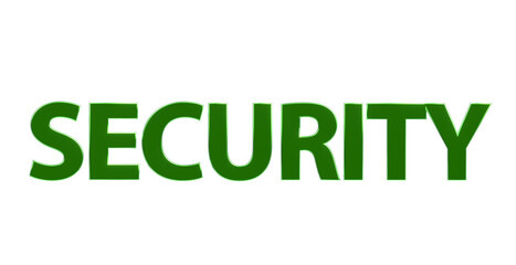 Security Sicherheit gr&uuml;ne plakative 3D-Schrift, Vertrauen, Schutz, Vorsorge, Gefahrenabwehr, Risikomanagement, Pr&auml;vention, Sicherheitsma&szlig;nahmen, Datenschutz,  Cybersecurity, Rendering, Freisteller
