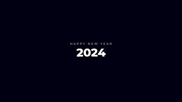 Happy New Year 2024 Gold Handwritten Animated Text. Suitable for Happy New Year 2024 Celebrations Around the World - New Year background - 4K motion graphics animation 