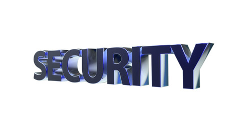 Security Sicherheit blaue plakative 3D-Schrift, Vertrauen, Schutz, Vorsorge, Gefahrenabwehr, Risikomanagement, Prävention, Sicherheitsmaßnahmen, Datenschutz,  Cybersecurity, Rendering, Freisteller