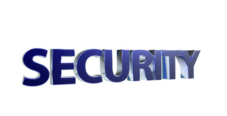 Security Sicherheit blaue plakative 3D-Schrift, Vertrauen, Schutz, Vorsorge, Gefahrenabwehr, Risikomanagement, Prävention, Sicherheitsmaßnahmen, Datenschutz,  Cybersecurity, Rendering, Freisteller