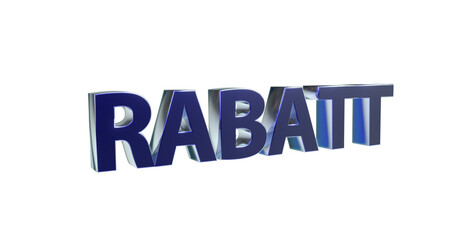 Rabatt blaue plakative 3D-Schrift, Aktionsangebot, Ermäßigung, Vergünstigung, Sonderpreis, Schnäppchen, reduzierter Preis, Preisnachlass, Aktion, Sonderaktion, Gutschein-Code, Rendering, Freisteller