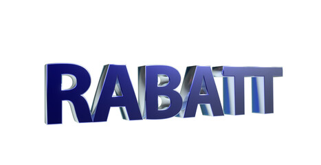 Rabatt blaue plakative 3D-Schrift, Aktionsangebot, Ermäßigung, Vergünstigung, Sonderpreis, Schnäppchen, reduzierter Preis, Preisnachlass, Aktion, Sonderaktion, Gutschein-Code, Rendering, Freisteller