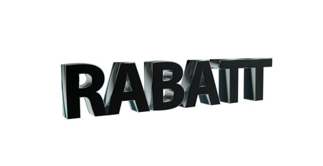 Rabatt schwarzeplakative 3D-Schrift, Aktionsangebot, Ermäßigung, Vergünstigung, Sonderpreis, Schnäppchen, reduzierter Preis, Preisnachlass, Aktion, Sonderaktion, Gutschein-Code, Rendering, Freisteller
