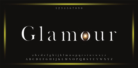 GLAMOUR Luxury Minimal style alphabet fonts . Modern abstract vector typeface letters. Tech lines font typography logo design