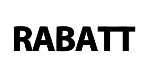 Rabatt schwarzeplakative 3D-Schrift, Aktionsangebot, Ermäßigung, Vergünstigung, Sonderpreis, Schnäppchen, reduzierter Preis, Preisnachlass, Aktion, Sonderaktion, Gutschein-Code, Rendering, Freisteller