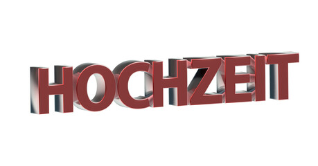 Hochzeit rote plakative 3D-Schrift, Liebe, Ehe, Zeremonie, Feier, Braut, Bräutigam, Hochzeitskleid, Trauung, Hochzeitsfeier, Ehegelöbnis, Ringe, Rendering, Freisteller, Alphakanal
