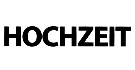 Hochzeit schwarze plakative 3D-Schrift, Liebe, Ehe, Zeremonie, Feier, Braut, Bräutigam, Hochzeitskleid, Trauung, Hochzeitsfeier, Ehegelöbnis, Ringe, Rendering, Freisteller, Alphakanal
