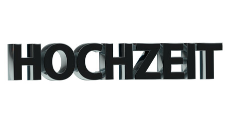 Hochzeit schwarze plakative 3D-Schrift, Liebe, Ehe, Zeremonie, Feier, Braut, Bräutigam, Hochzeitskleid, Trauung, Hochzeitsfeier, Ehegelöbnis, Ringe, Rendering, Freisteller, Alphakanal
