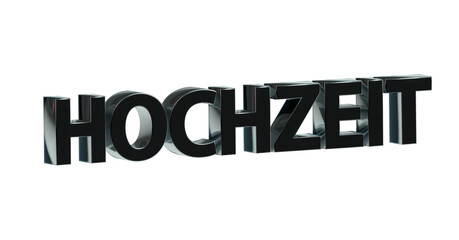 Hochzeit schwarze plakative 3D-Schrift, Liebe, Ehe, Zeremonie, Feier, Braut, Bräutigam, Hochzeitskleid, Trauung, Hochzeitsfeier, Ehegelöbnis, Ringe, Rendering, Freisteller, Alphakanal
