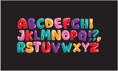 Vector font and alphabet. display kids font, Abc, english letters and numbers.