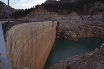 Dam and lake of the hydroelectric power plant Yalnızardıc Barajı Karapinar, Alanya Konya district, Central Anatolia region, Turkey.