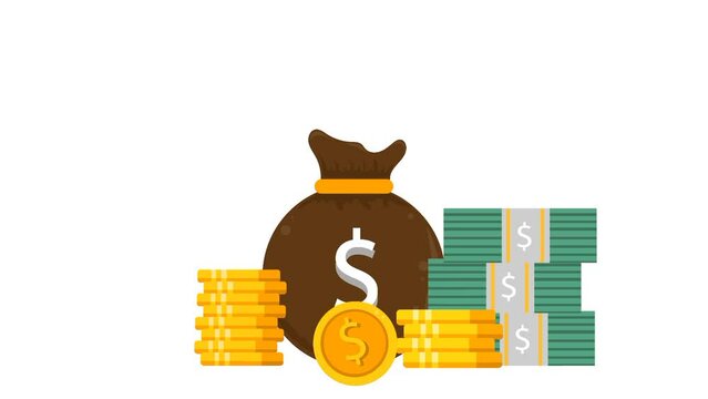 Animation of economic conditions, money stock. Dollar value. Dollar icon