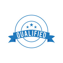 Quality guarantee digital stamp. Quality Assisted stamp. Blue stamp on white background. Vector illustration. flat style blue color