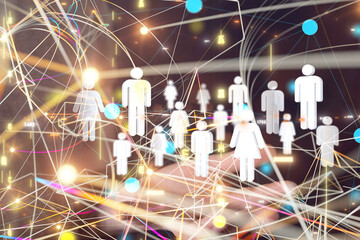 Global network. Blockchain. 3D illustration. Neural networks and artificial intelligence. Abstract