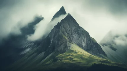 Photo sur Plexiglas Blanche calm misty mountain landscape
