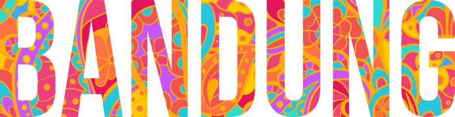 Bandung multicolor floral pattern city name