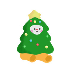 크리스마스 트리 인형 일러스트 