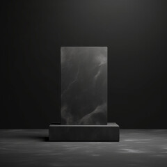 Black podium or pedestal display on dark background