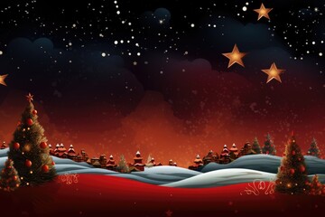 Christmas theme with Christmas tree, snow and stars