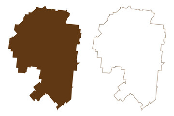 Longreach Region (Commonwealth of Australia, Queensland state) map vector illustration, scribble sketch Longreach map