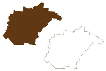 Shire of Winton (Commonwealth of Australia, Queensland state) map vector illustration, scribble sketch Winton map