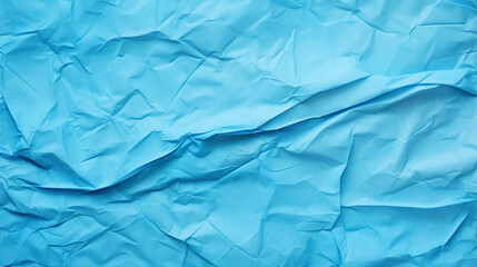 Fototapeta premium Blue crumpled paper texture. Blank background with creases. Generative AI