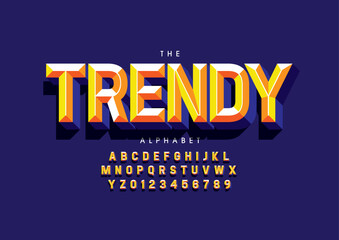 Vector of stylized modern font and alphabet