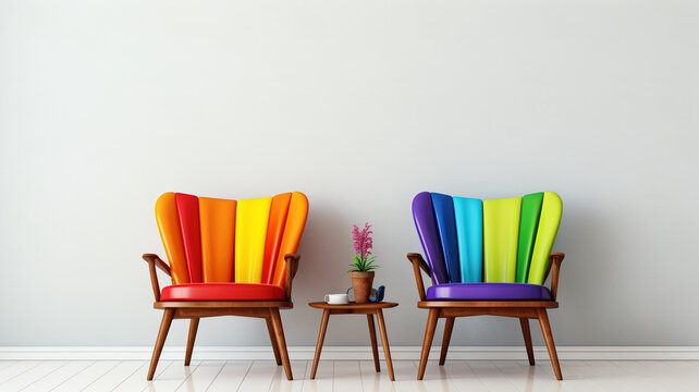 Colorful chairs in the room